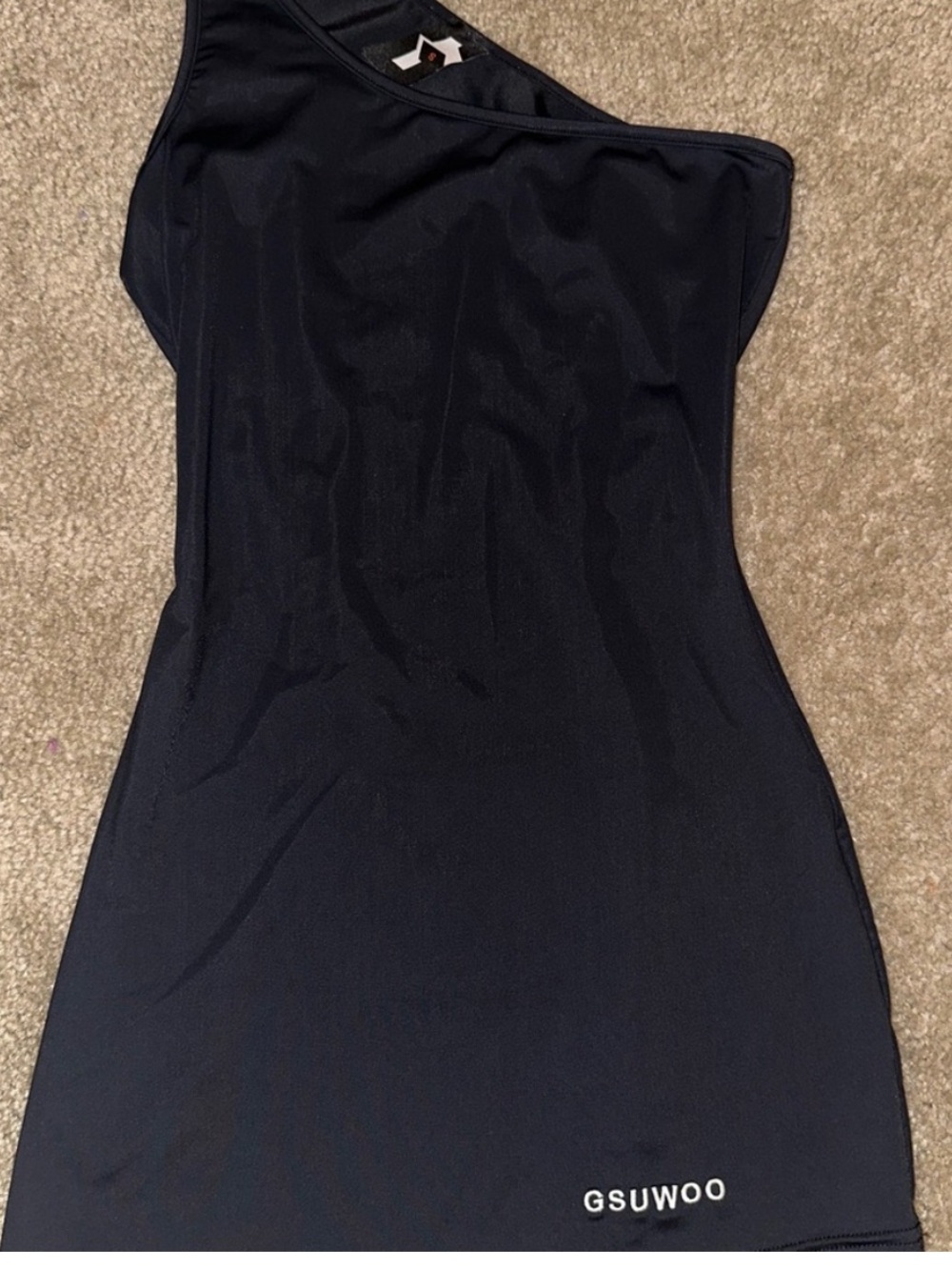 NWT Gsuwoo Black One-Shoulder Glove Mini Dress